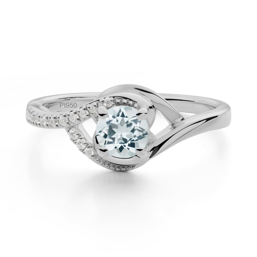 Round Aquamarine Bypass Statement Ring - LUO Jewelry #metal_platinum