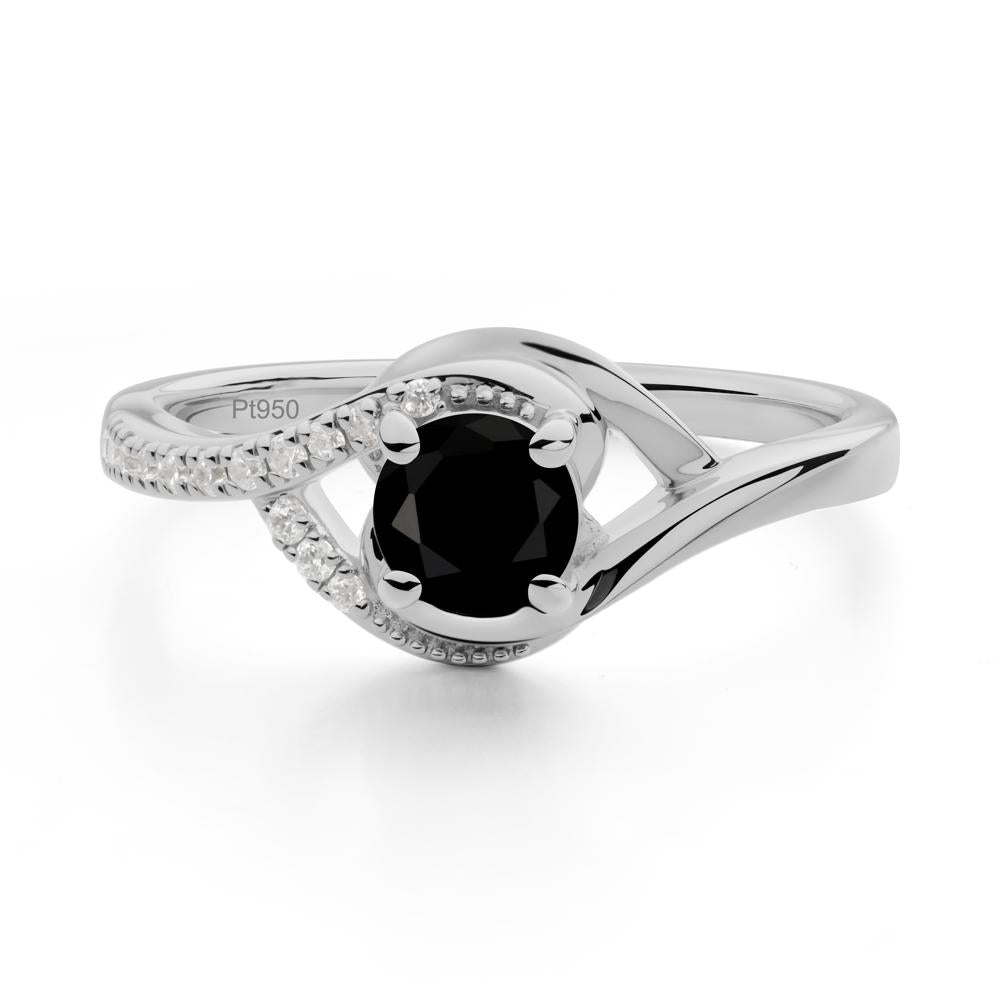 Round Black Spinel Bypass Statement Ring - LUO Jewelry #metal_platinum