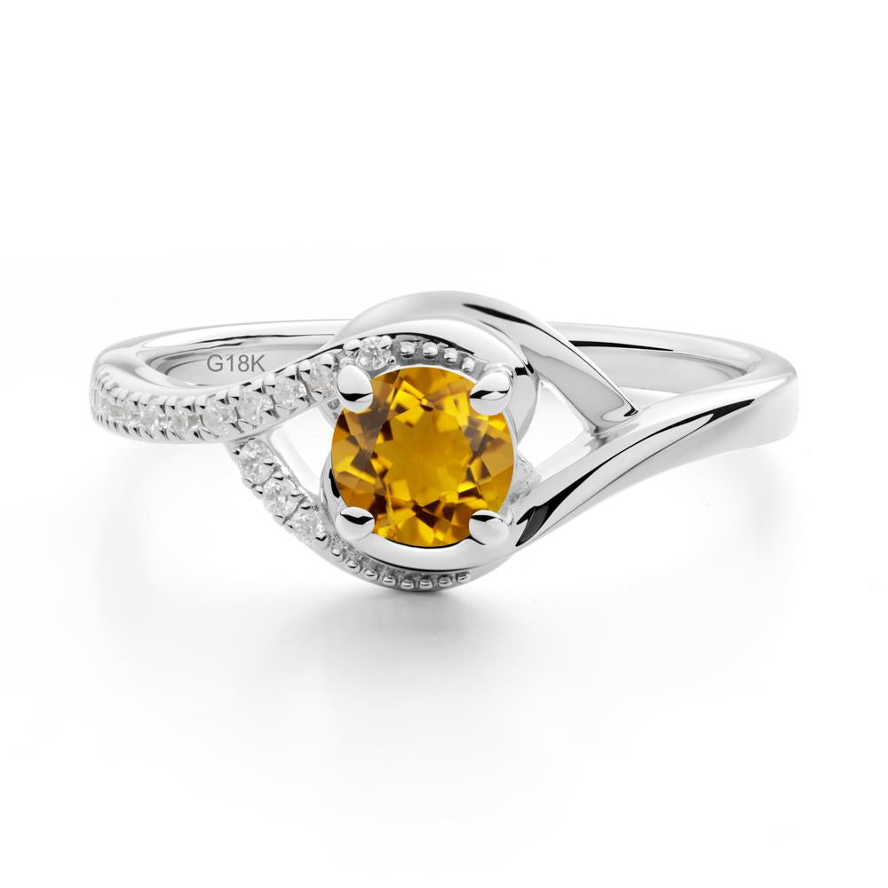 Citrine Swirl Bypass Ring - LUO Jewelry #metal_18k white gold