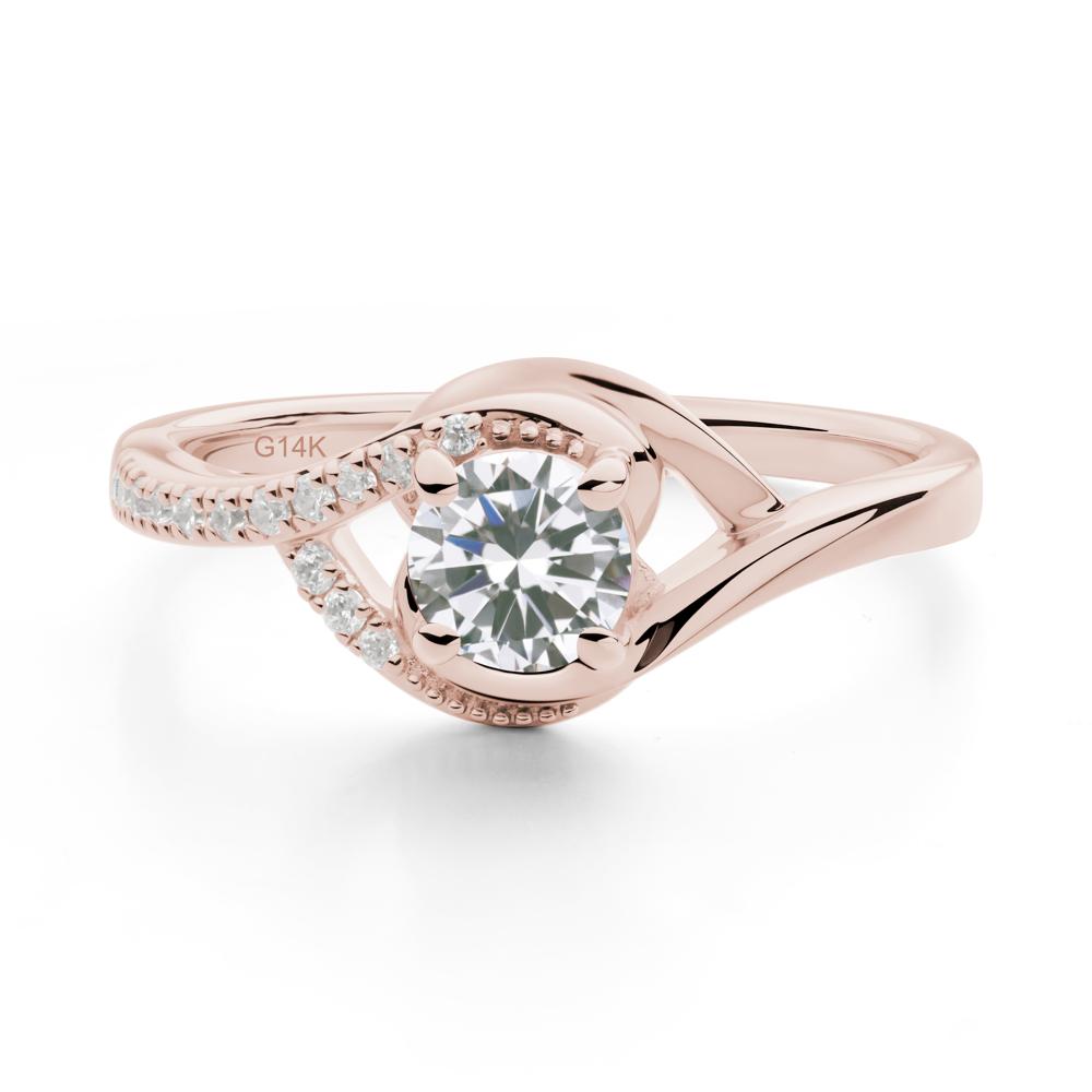 Round Cubic Zirconia Bypass Statement Ring - LUO Jewelry #metal_14k rose gold