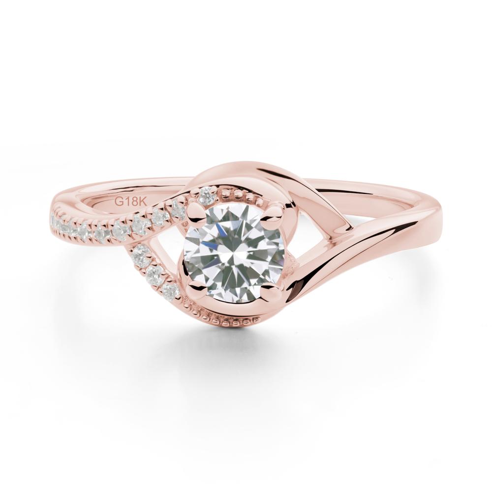 Round Cubic Zirconia Bypass Statement Ring - LUO Jewelry #metal_18k rose gold