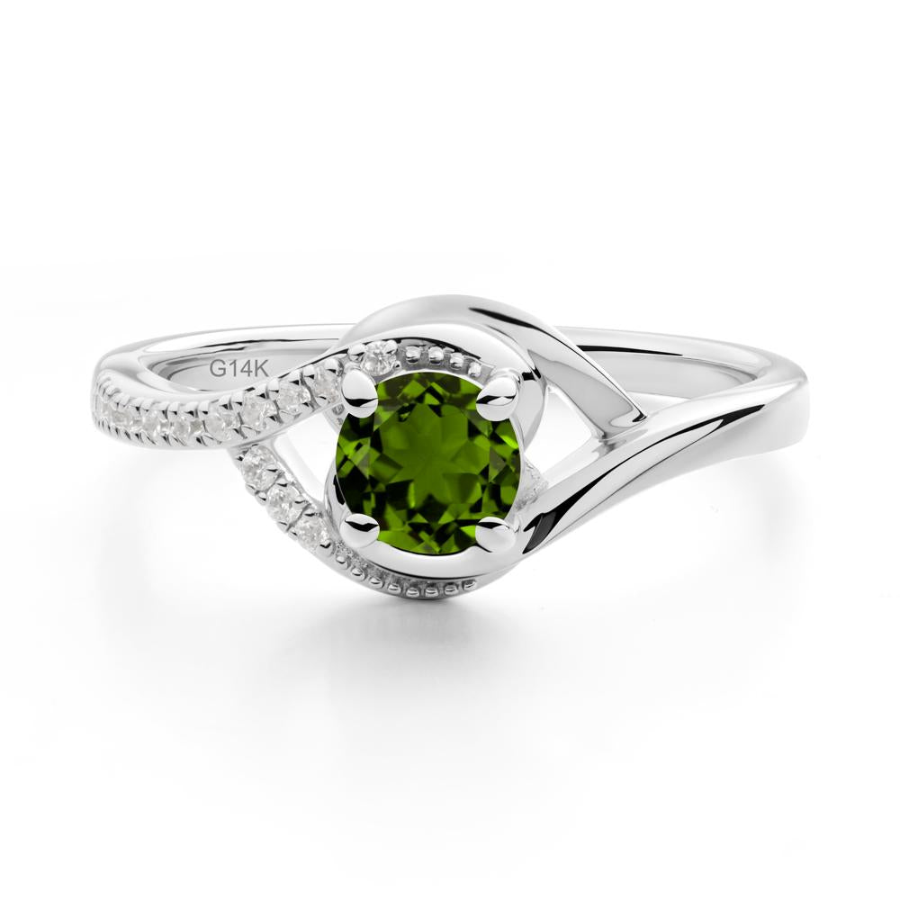 Round Diopside Bypass Statement Ring - LUO Jewelry #metal_14k white gold