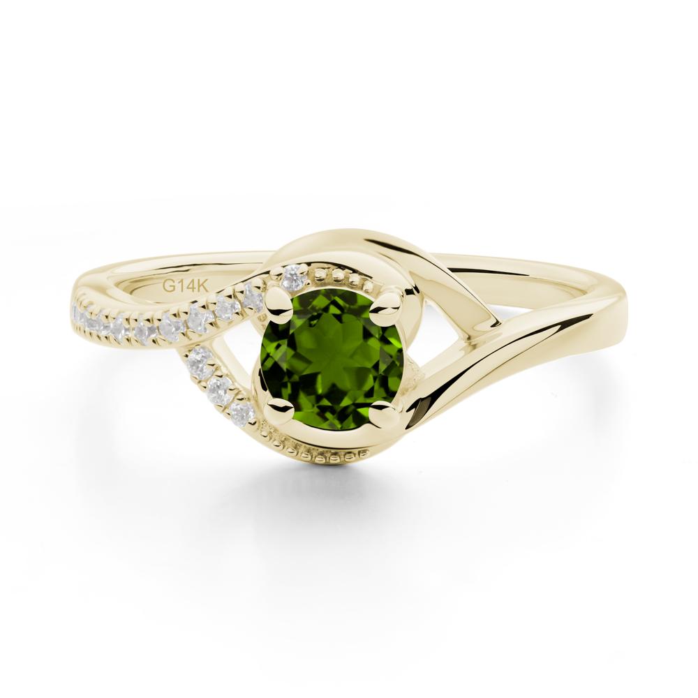 Round Diopside Bypass Statement Ring - LUO Jewelry #metal_14k yellow gold