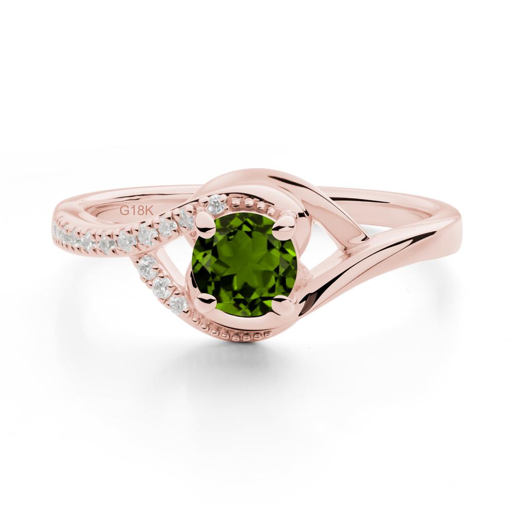 Round Diopside Bypass Statement Ring - LUO Jewelry #metal_18k rose gold