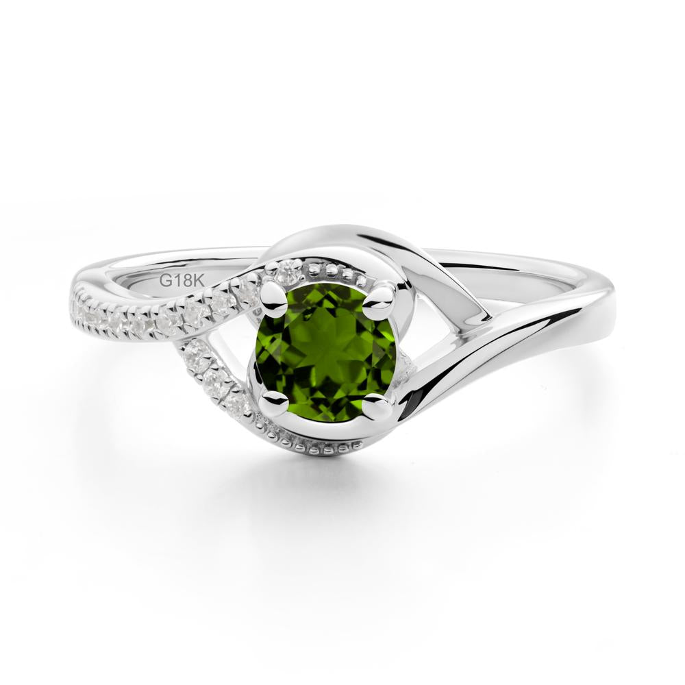Round Diopside Bypass Statement Ring - LUO Jewelry #metal_18k white gold
