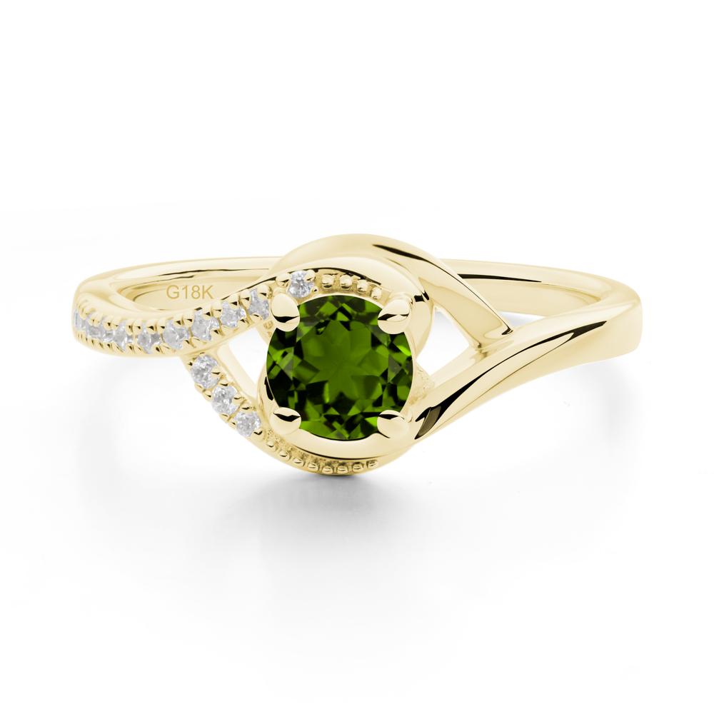 Round Diopside Bypass Statement Ring - LUO Jewelry #metal_18k yellow gold