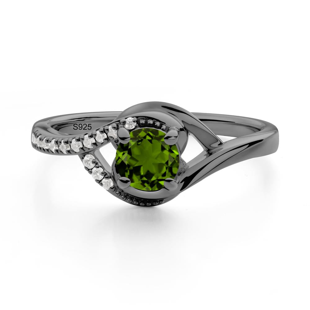 Round Diopside Bypass Statement Ring - LUO Jewelry #metal_black finish sterling silver