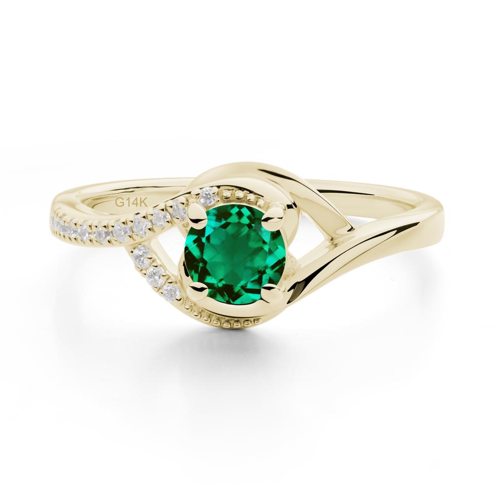 Emerald Swirl Bypass Ring - LUO Jewelry #metal_14k yellow gold