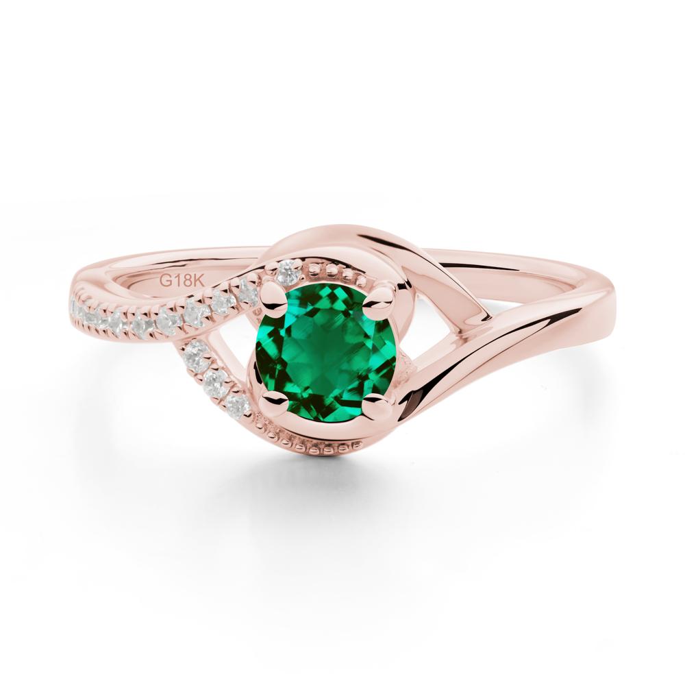 Emerald Swirl Bypass Ring - LUO Jewelry #metal_18k rose gold