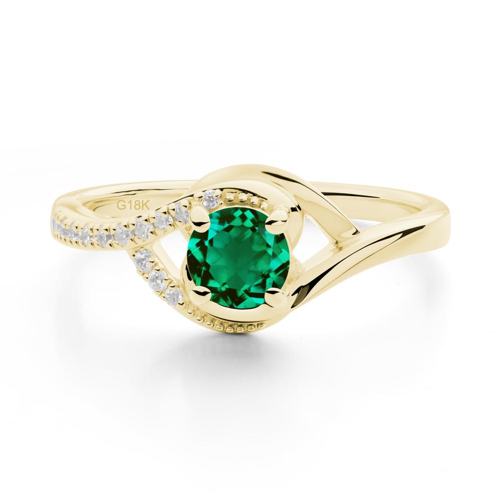 Emerald Swirl Bypass Ring - LUO Jewelry #metal_18k yellow gold
