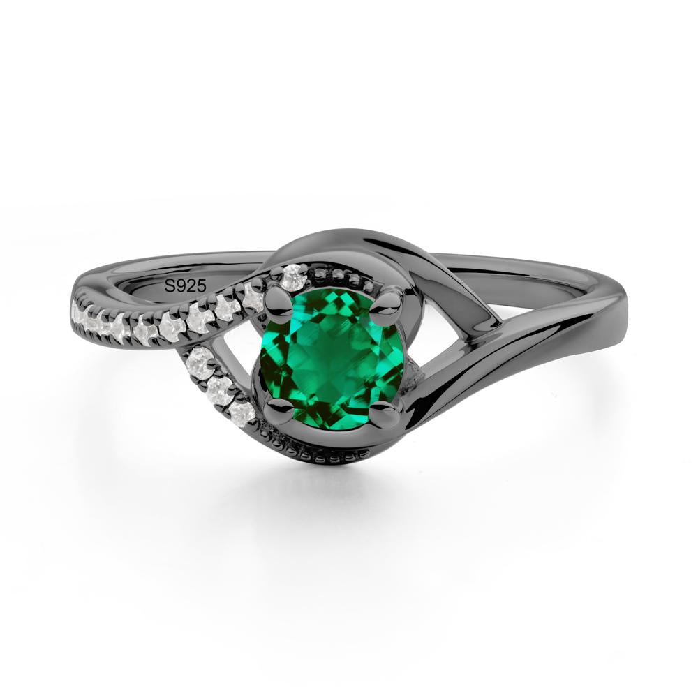 Emerald Swirl Bypass Ring - LUO Jewelry #metal_black finish sterling silver