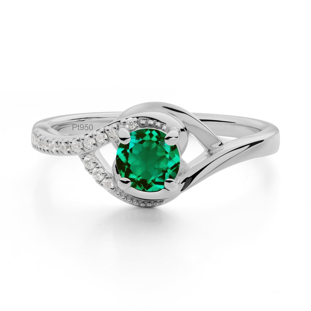 Emerald Swirl Bypass Ring - LUO Jewelry #metal_platinum