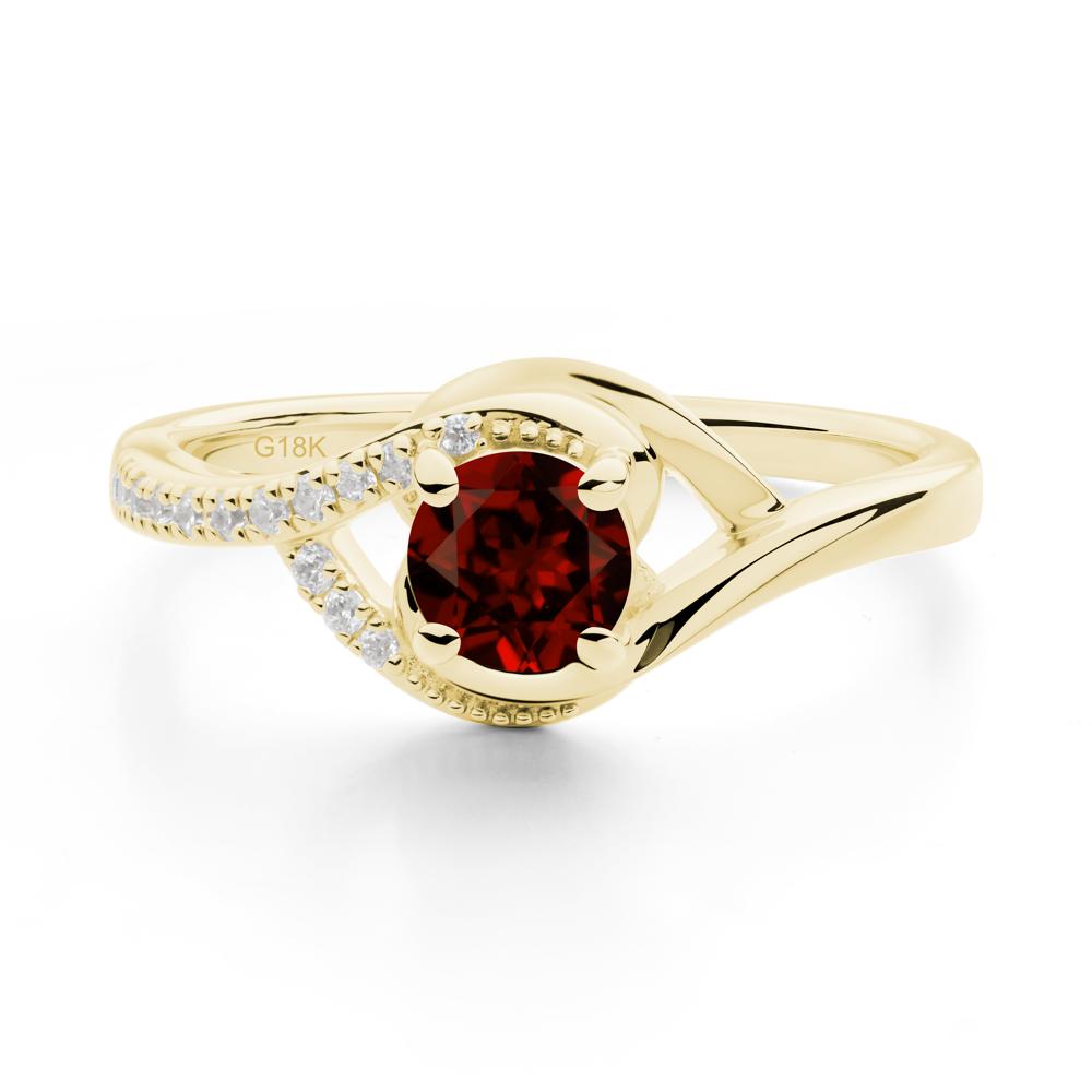 Round Garnet Bypass Statement Ring - LUO Jewelry #metal_18k yellow gold