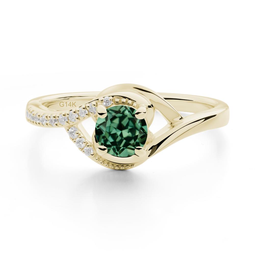 Green Sapphire Swirl Bypass Ring - LUO Jewelry #metal_14k yellow gold