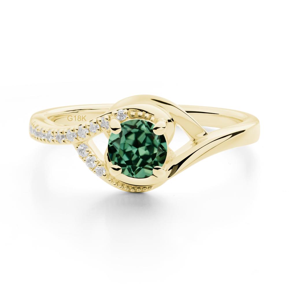 Green Sapphire Swirl Bypass Ring - LUO Jewelry #metal_18k yellow gold