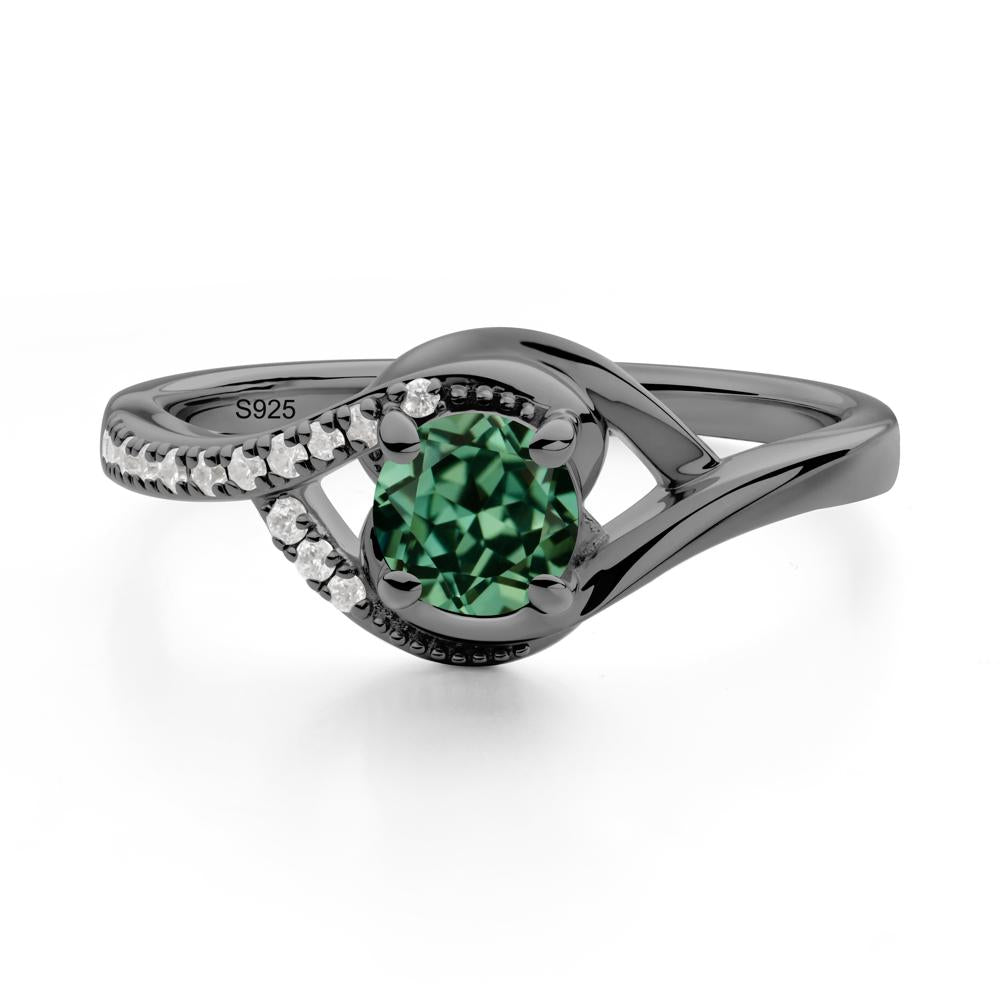 Green Sapphire Swirl Bypass Ring - LUO Jewelry #metal_black finish sterling silver