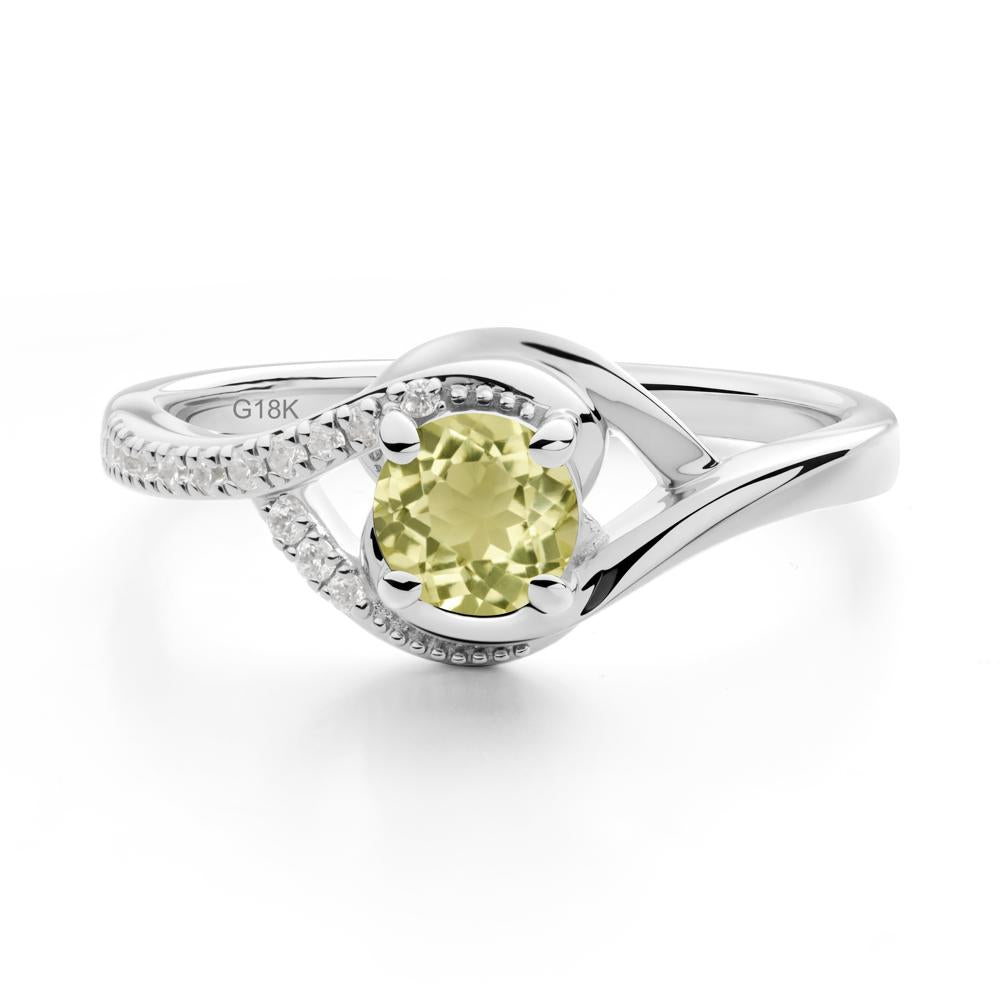 Round Lemon Quartz Bypass Statement Ring - LUO Jewelry #metal_18k white gold