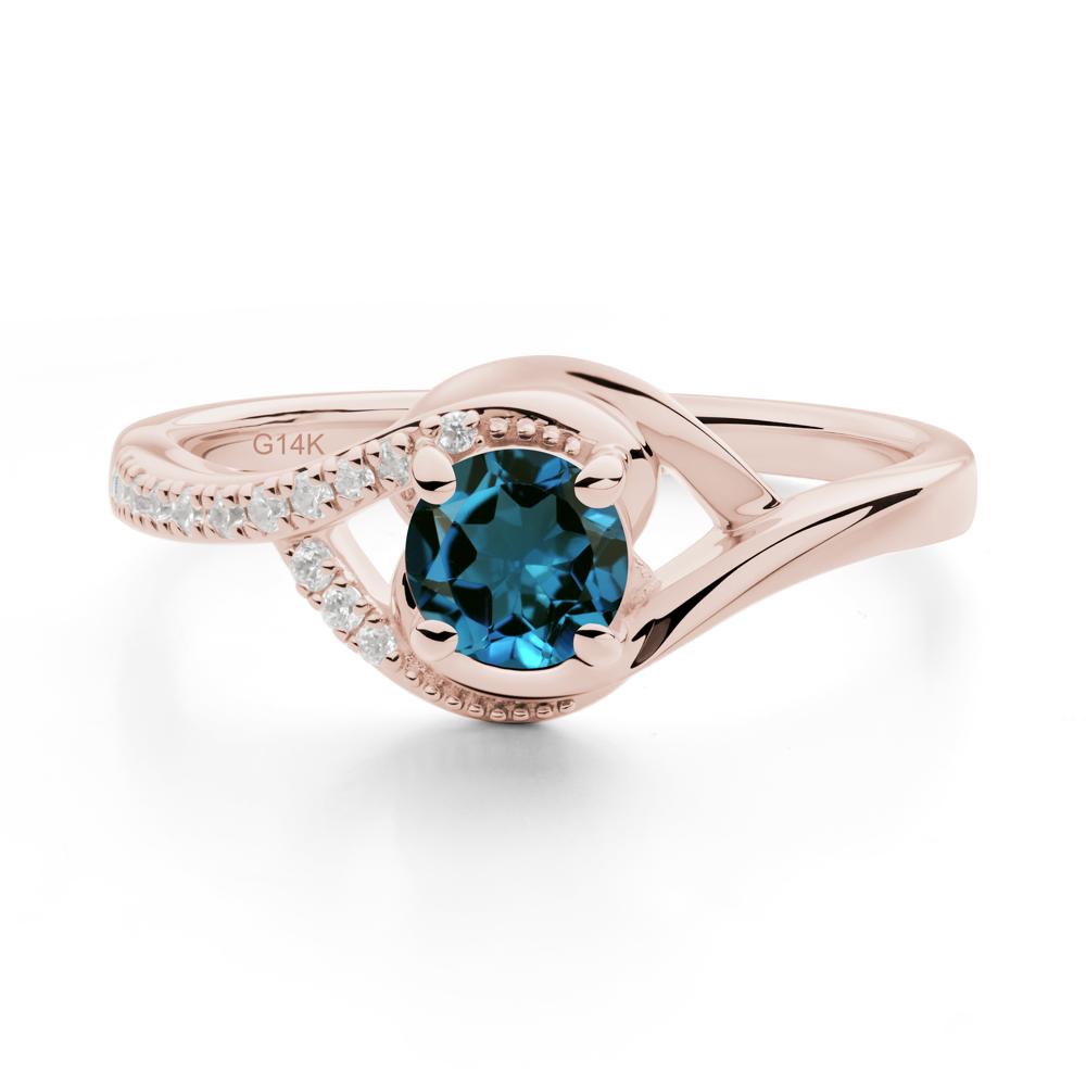 Round London Blue Topaz Bypass Statement Ring - LUO Jewelry #metal_14k rose gold