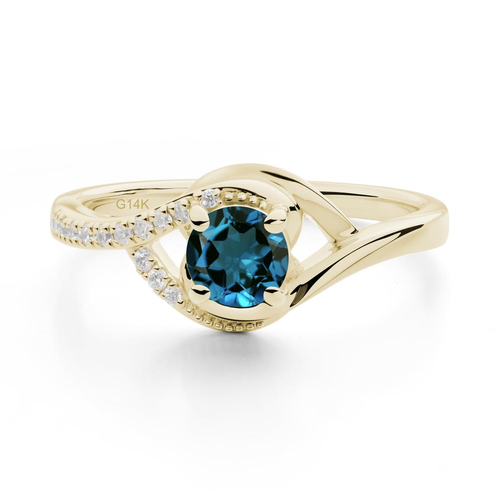 Round London Blue Topaz Bypass Statement Ring - LUO Jewelry #metal_14k yellow gold