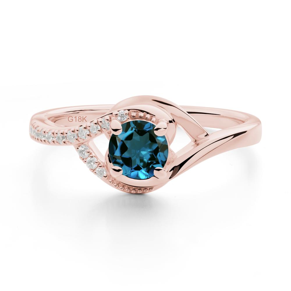 Round London Blue Topaz Bypass Statement Ring - LUO Jewelry #metal_18k rose gold