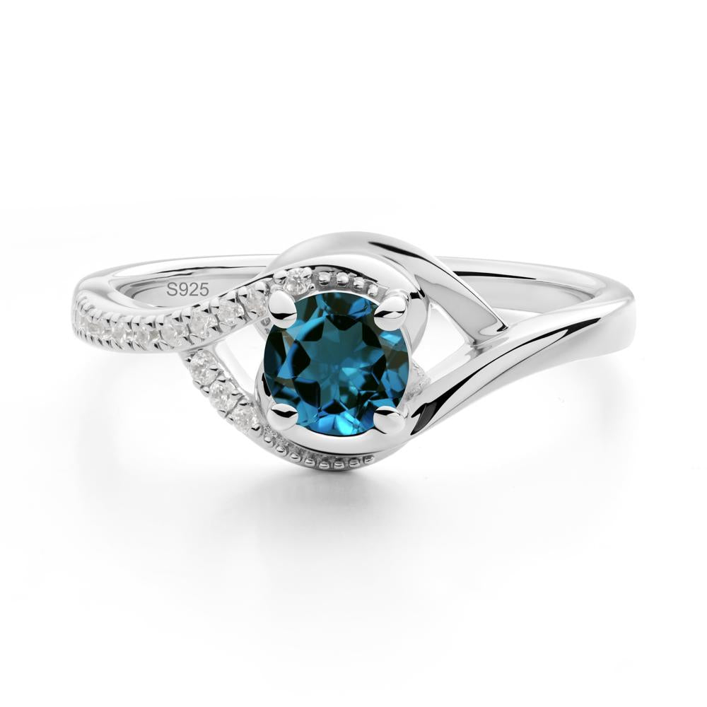 Round London Blue Topaz Bypass Statement Ring - LUO Jewelry #metal_sterling silver
