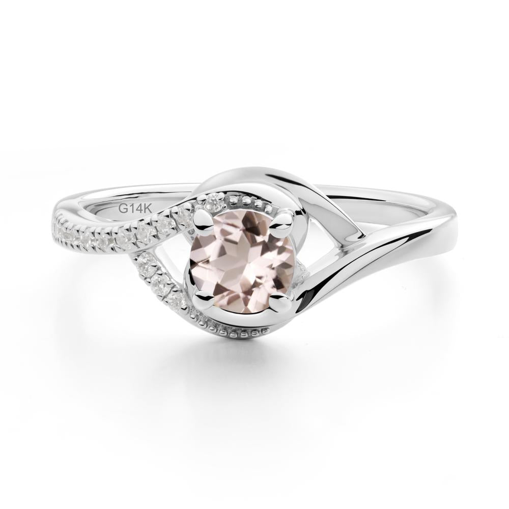 Morganite Swirl Bypass Ring - LUO Jewelry #metal_14k white gold
