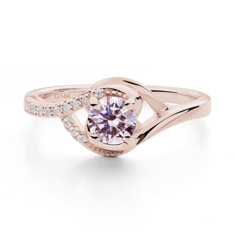 Pink Cubic Zirconia Swirl Bypass Ring - LUO Jewelry #metal_14k rose gold