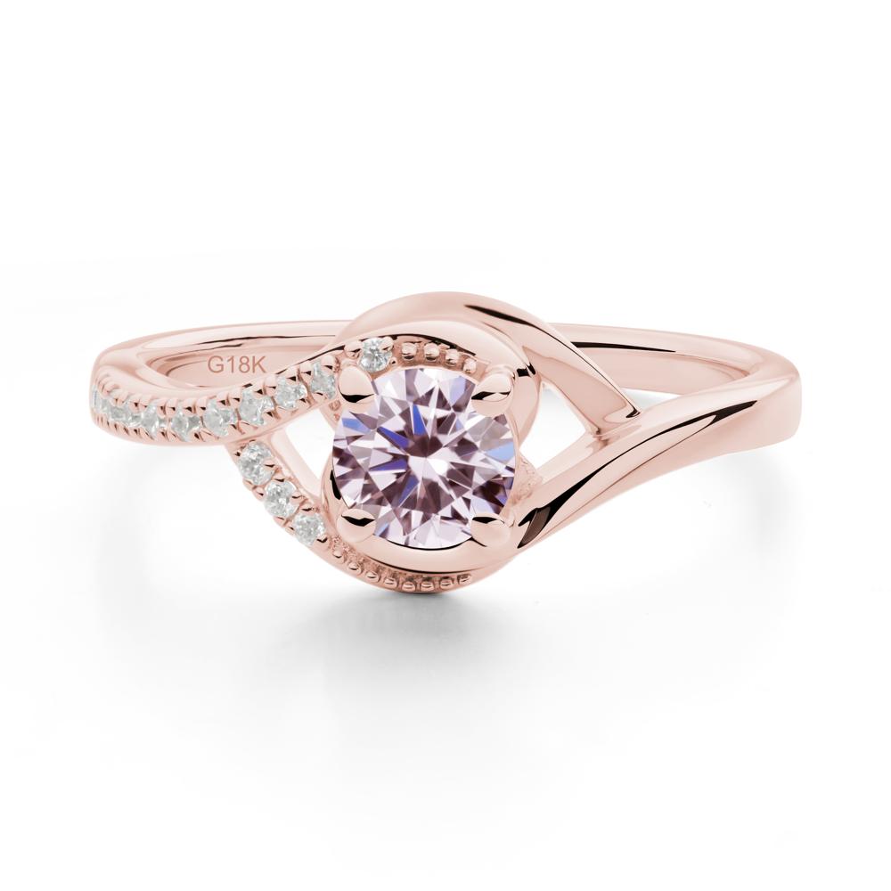 Pink Cubic Zirconia Swirl Bypass Ring - LUO Jewelry #metal_18k rose gold