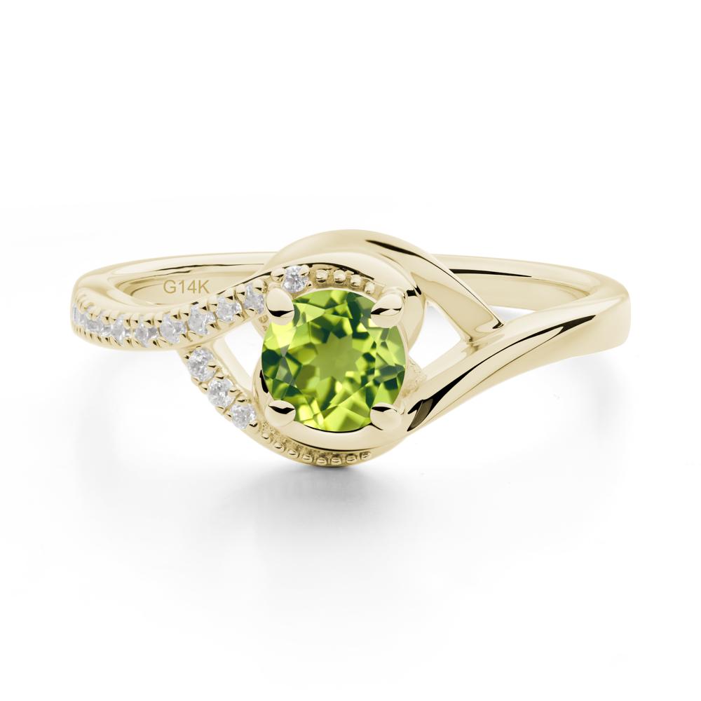 Round Peridot Bypass Statement Ring - LUO Jewelry #metal_14k yellow gold