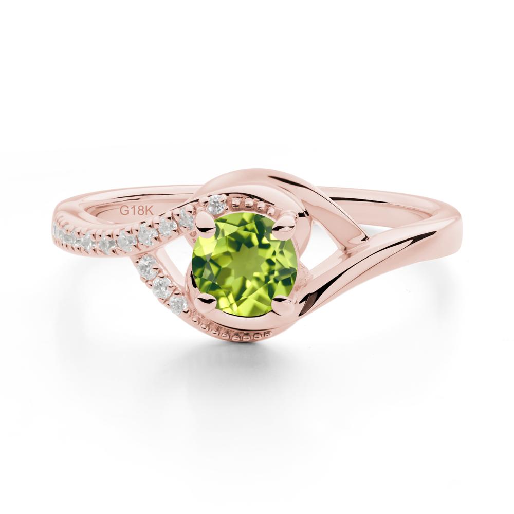 Round Peridot Bypass Statement Ring - LUO Jewelry #metal_18k rose gold