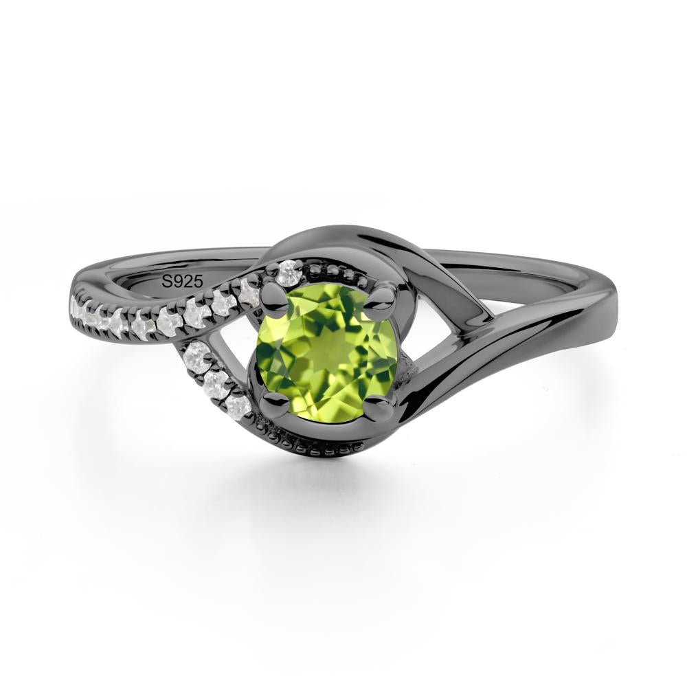 Round Peridot Bypass Statement Ring - LUO Jewelry #metal_black finish sterling silver