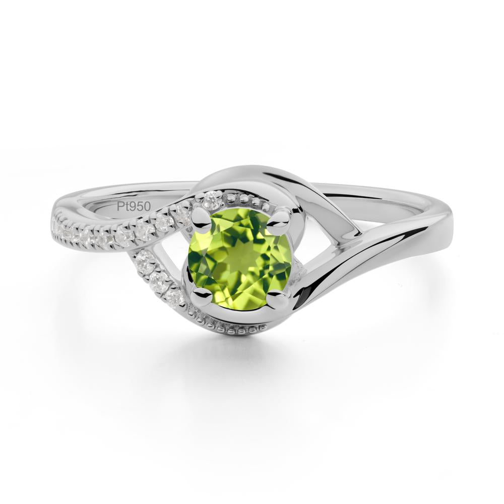 Round Peridot Bypass Statement Ring - LUO Jewelry #metal_platinum