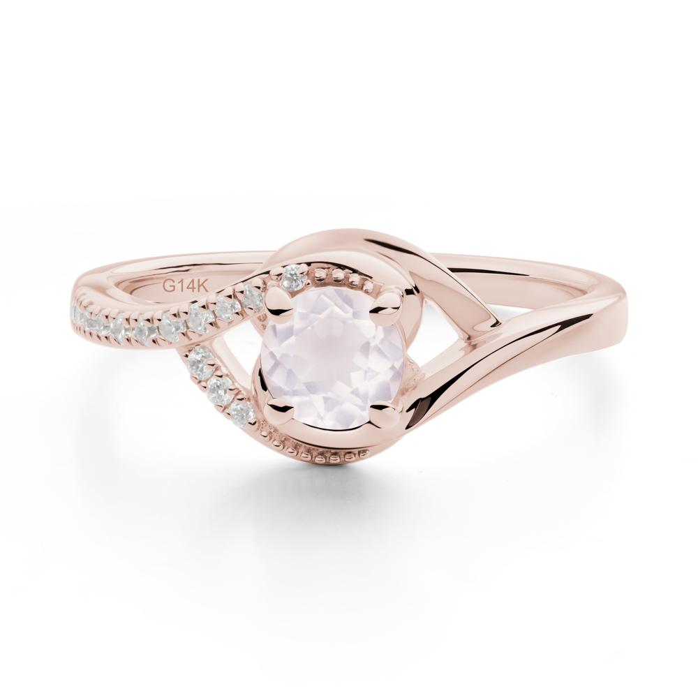 Rose Quartz Swirl Bypass Ring - LUO Jewelry #metal_14k rose gold
