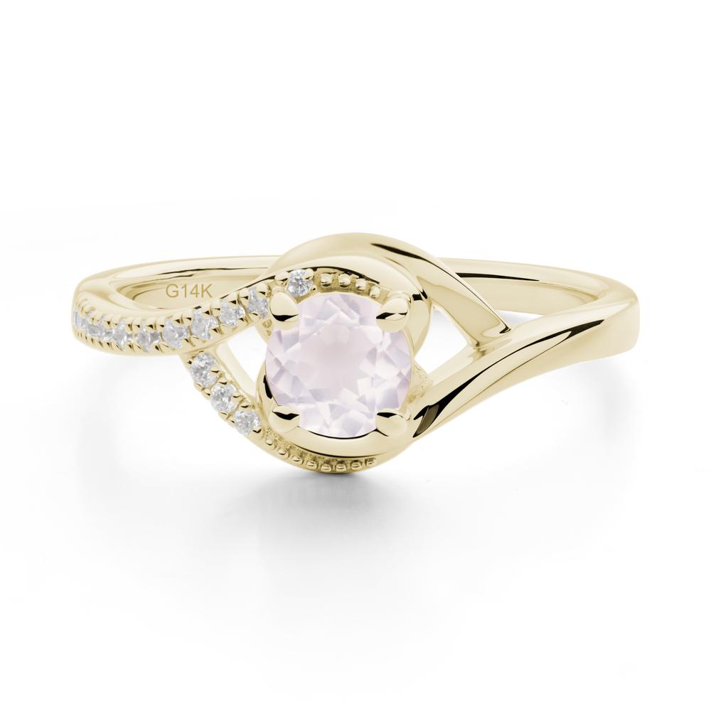 Rose Quartz Swirl Bypass Ring - LUO Jewelry #metal_14k yellow gold