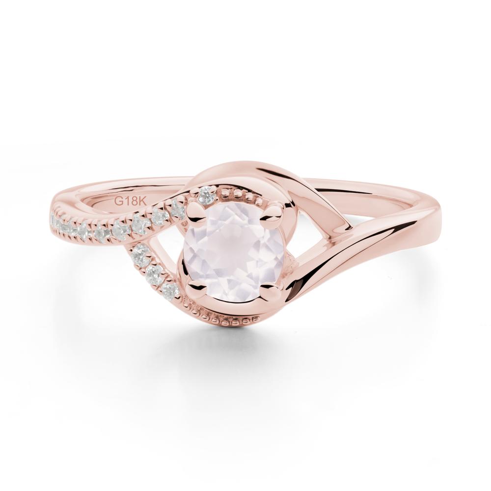 Rose Quartz Swirl Bypass Ring - LUO Jewelry #metal_18k rose gold