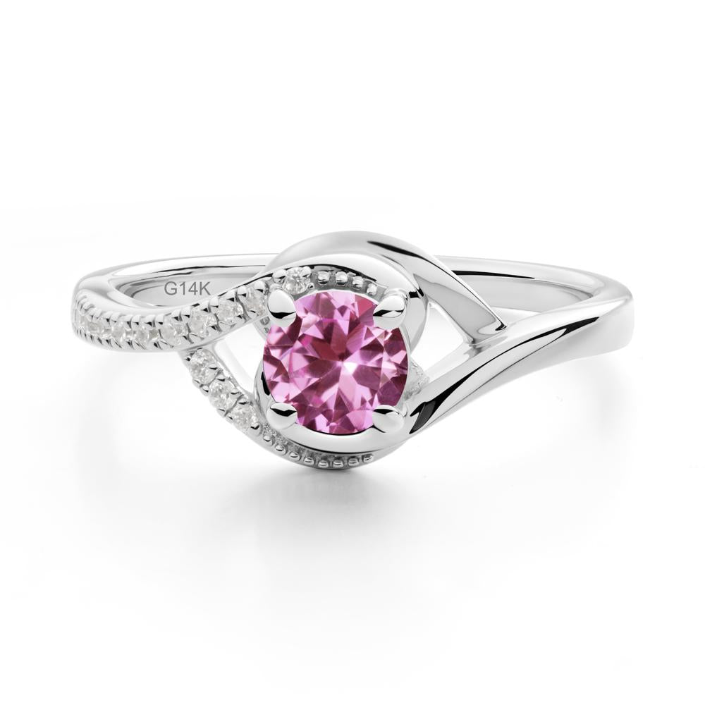 Round Pink Sapphire Bypass Statement Ring - LUO Jewelry #metal_14k white gold