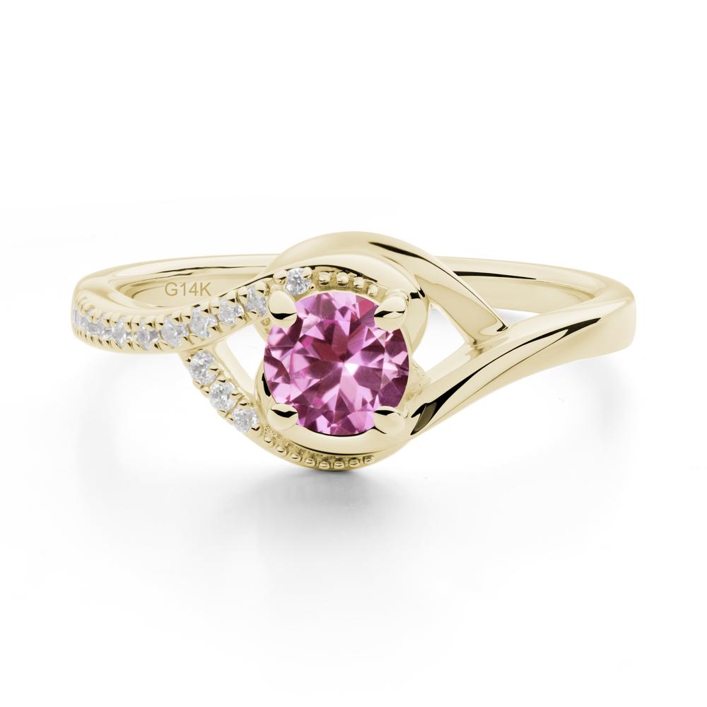 Round Pink Sapphire Bypass Statement Ring - LUO Jewelry #metal_14k yellow gold