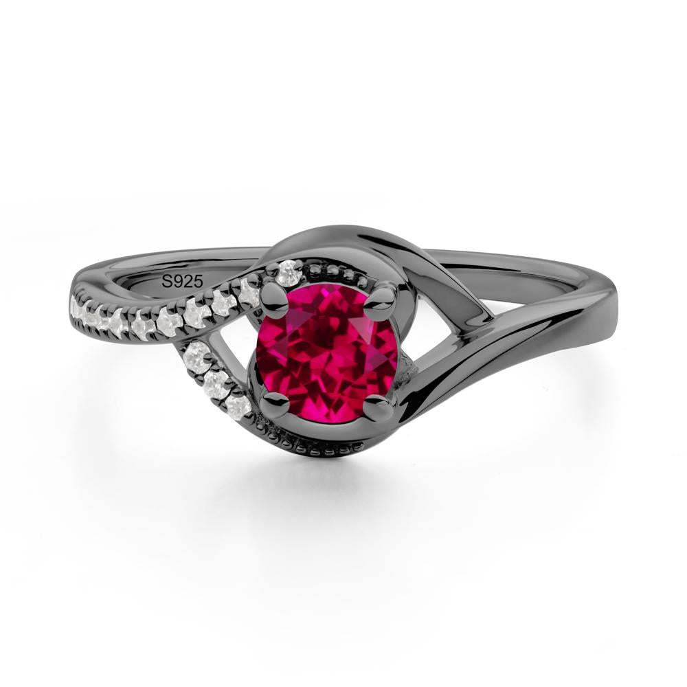 Ruby Swirl Bypass Ring - LUO Jewelry #metal_black finish sterling silver