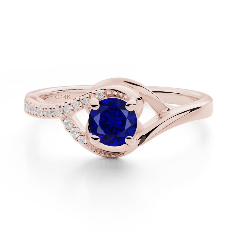 Round Sapphire Bypass Statement Ring - LUO Jewelry #metal_14k rose gold