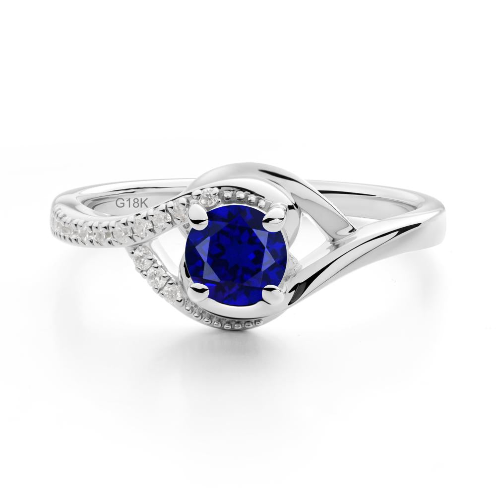 Round Sapphire Bypass Statement Ring - LUO Jewelry #metal_18k white gold