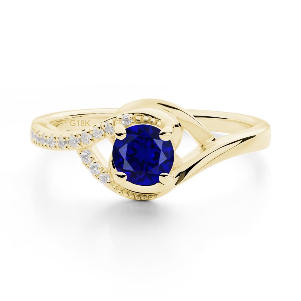 Round Sapphire Bypass Statement Ring - LUO Jewelry #metal_18k yellow gold