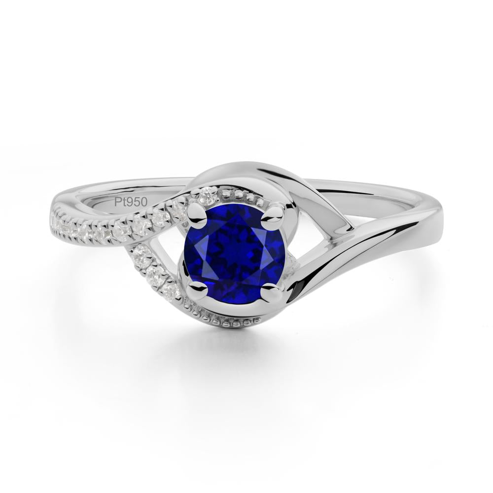 Round Sapphire Bypass Statement Ring - LUO Jewelry #metal_platinum