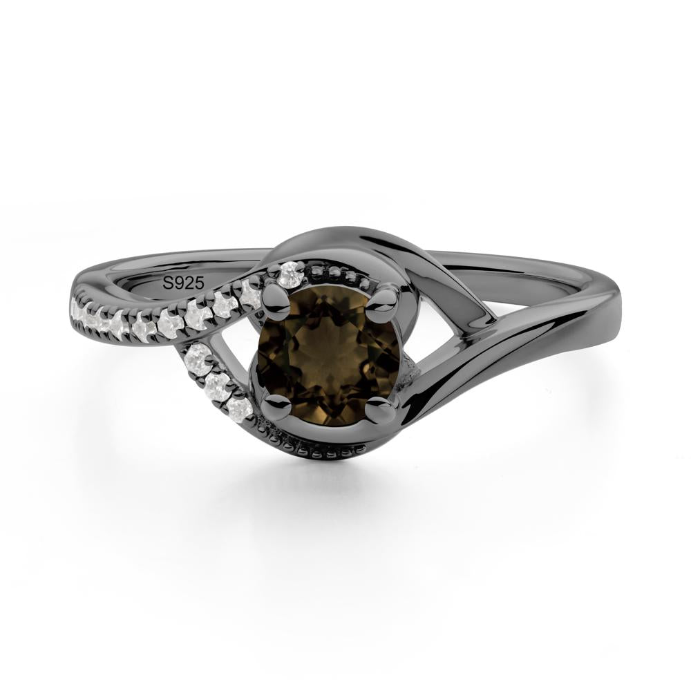 Smoky Quartz Swirl Bypass Ring - LUO Jewelry #metal_black finish sterling silver