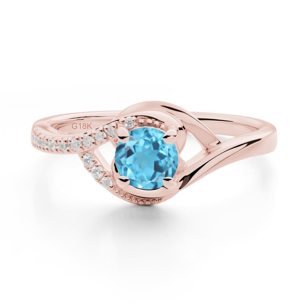 Round Swiss Blue Topaz Bypass Statement Ring - LUO Jewelry #metal_18k rose gold
