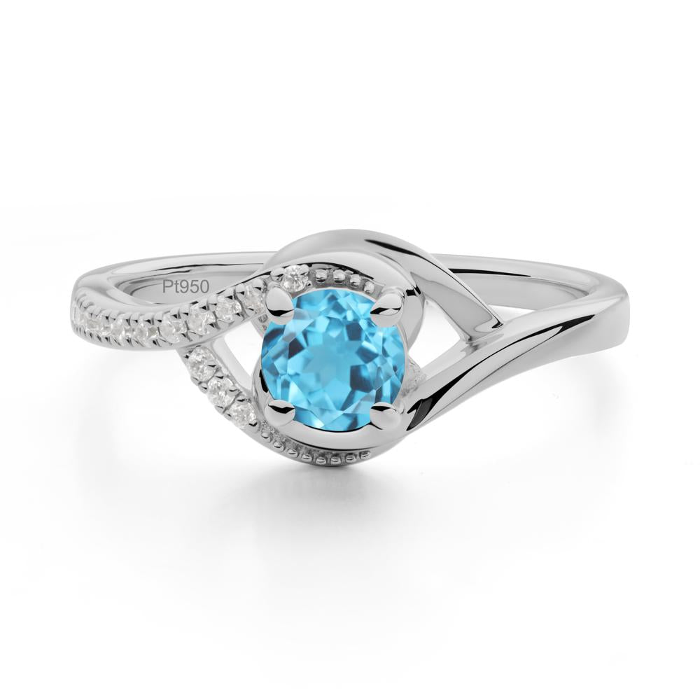 Round Swiss Blue Topaz Bypass Statement Ring - LUO Jewelry #metal_platinum