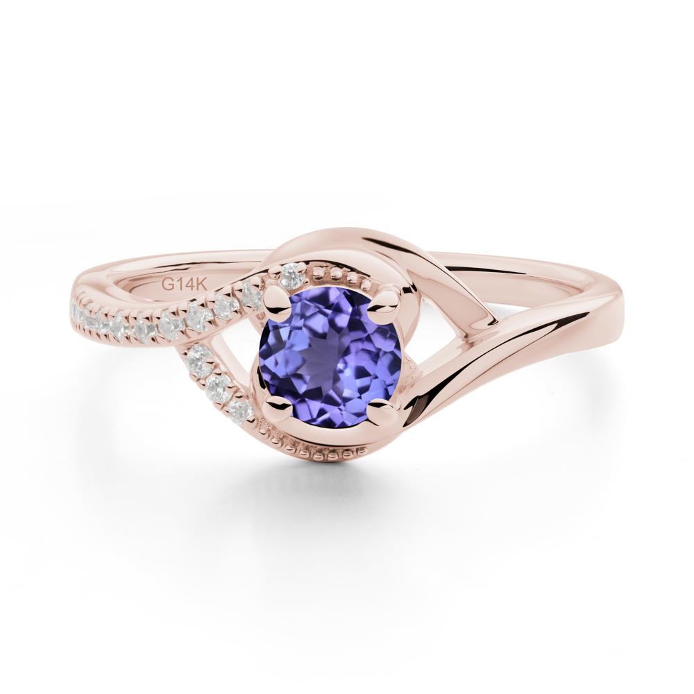 Round Tanzanite Bypass Statement Ring - LUO Jewelry #metal_14k rose gold