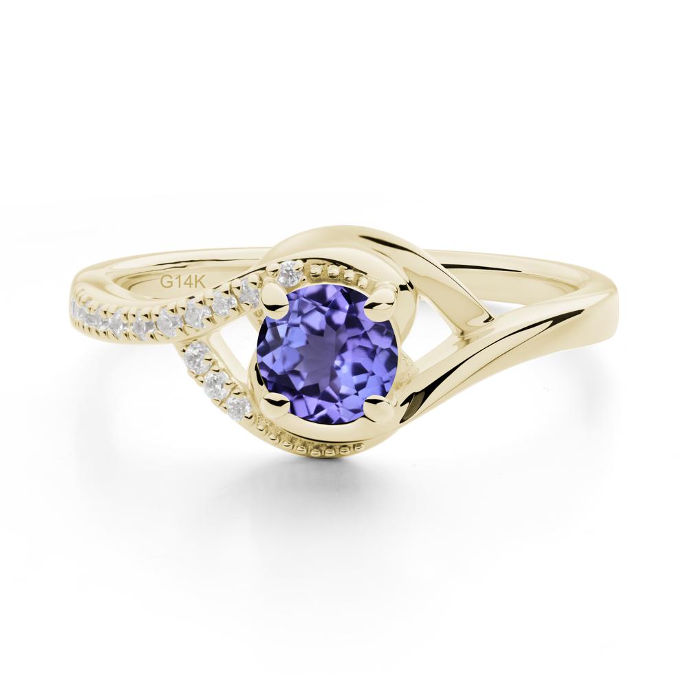 Round Tanzanite Bypass Statement Ring - LUO Jewelry #metal_14k yellow gold