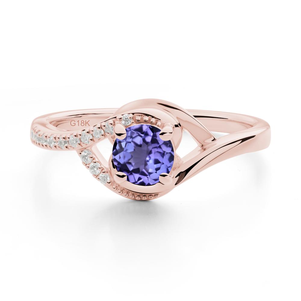 Round Tanzanite Bypass Statement Ring - LUO Jewelry #metal_18k rose gold