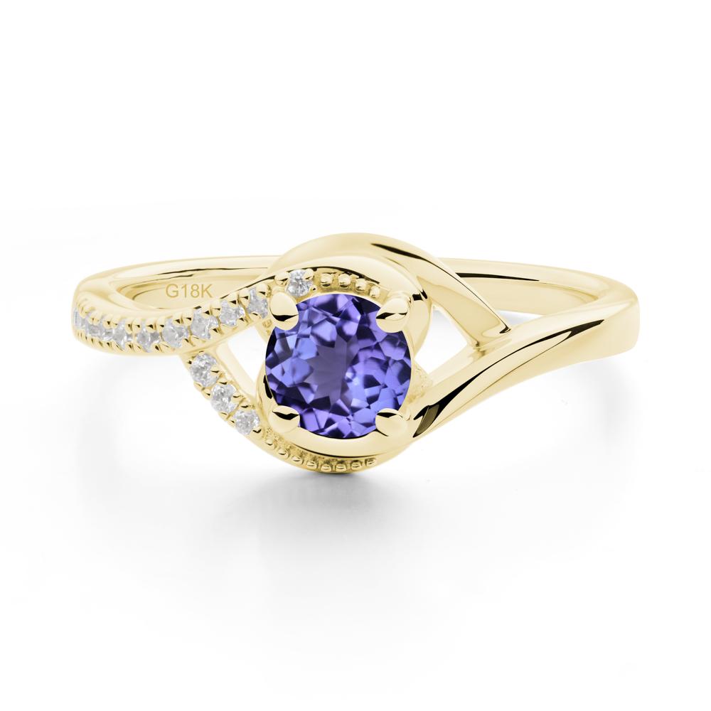 Round Tanzanite Bypass Statement Ring - LUO Jewelry #metal_18k yellow gold
