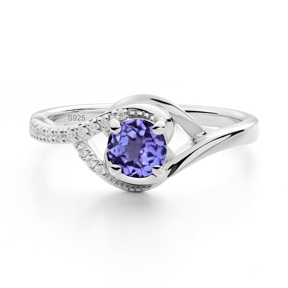 Round Tanzanite Bypass Statement Ring - LUO Jewelry #metal_sterling silver
